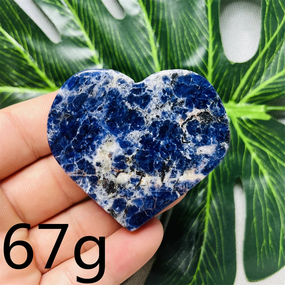 Natural gemstones Heart-shaped Decoration Blue Sodalite Mineral Collection Witchcraft Altar Crystal Stone Healing Spirit stone