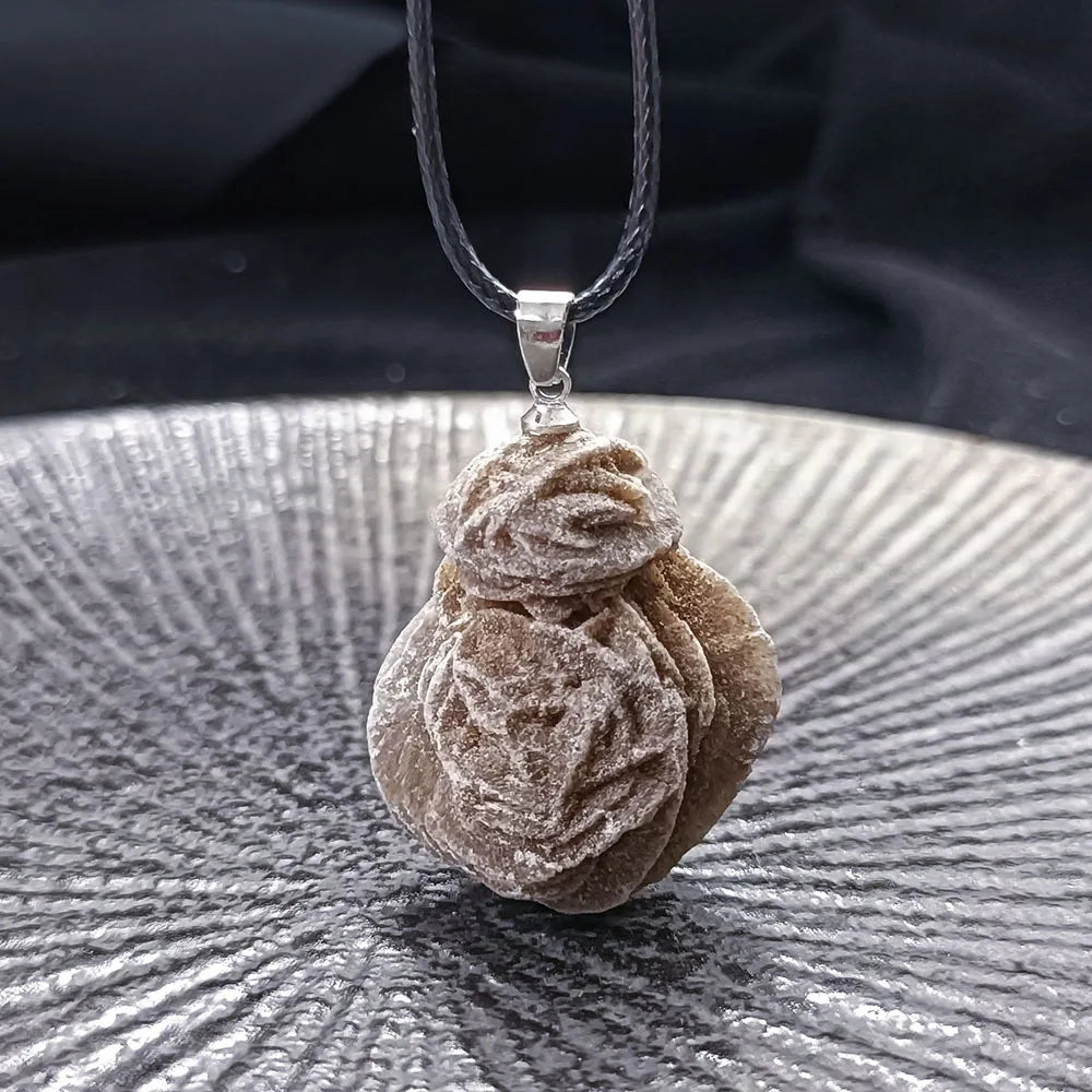 Handcrafted Moroccan Desert Rose Stone Pendant Necklace - Unique Irregular Gemstone Jewelry for Men and Women, Perfect DIY Gift