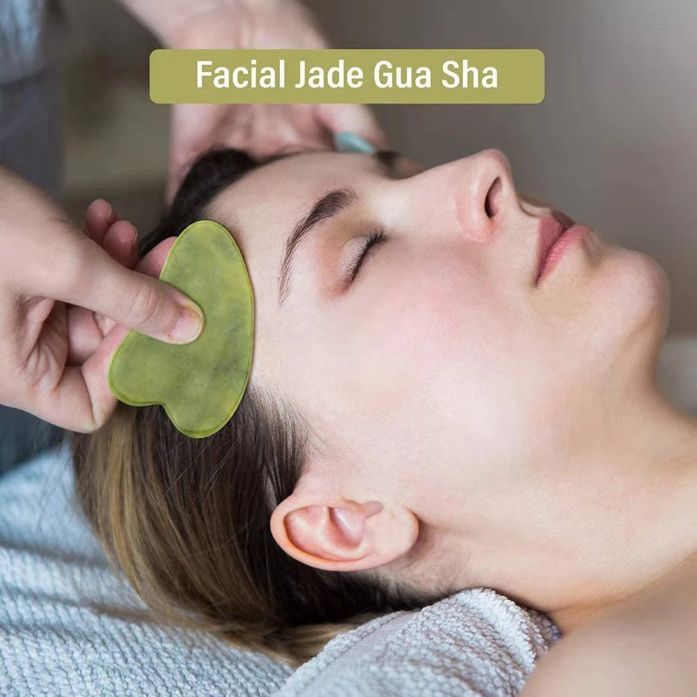 Natural Jade Gua Sha Massage Board - Multifunctional Skincare Tool for Face, Neck, and Body