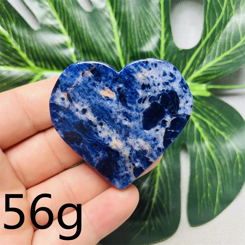 Natural gemstones Heart-shaped Decoration Blue Sodalite Mineral Collection Witchcraft Altar Crystal Stone Healing Spirit stone