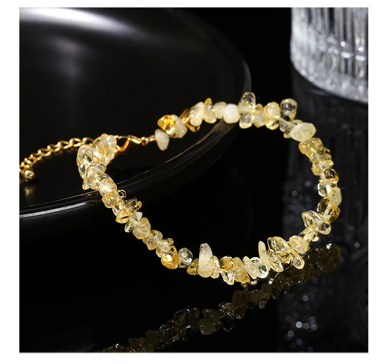 Natural Citrine Chip Chakra Bracelet for Women - Adjustable Reiki Healing Fashion Jewelry