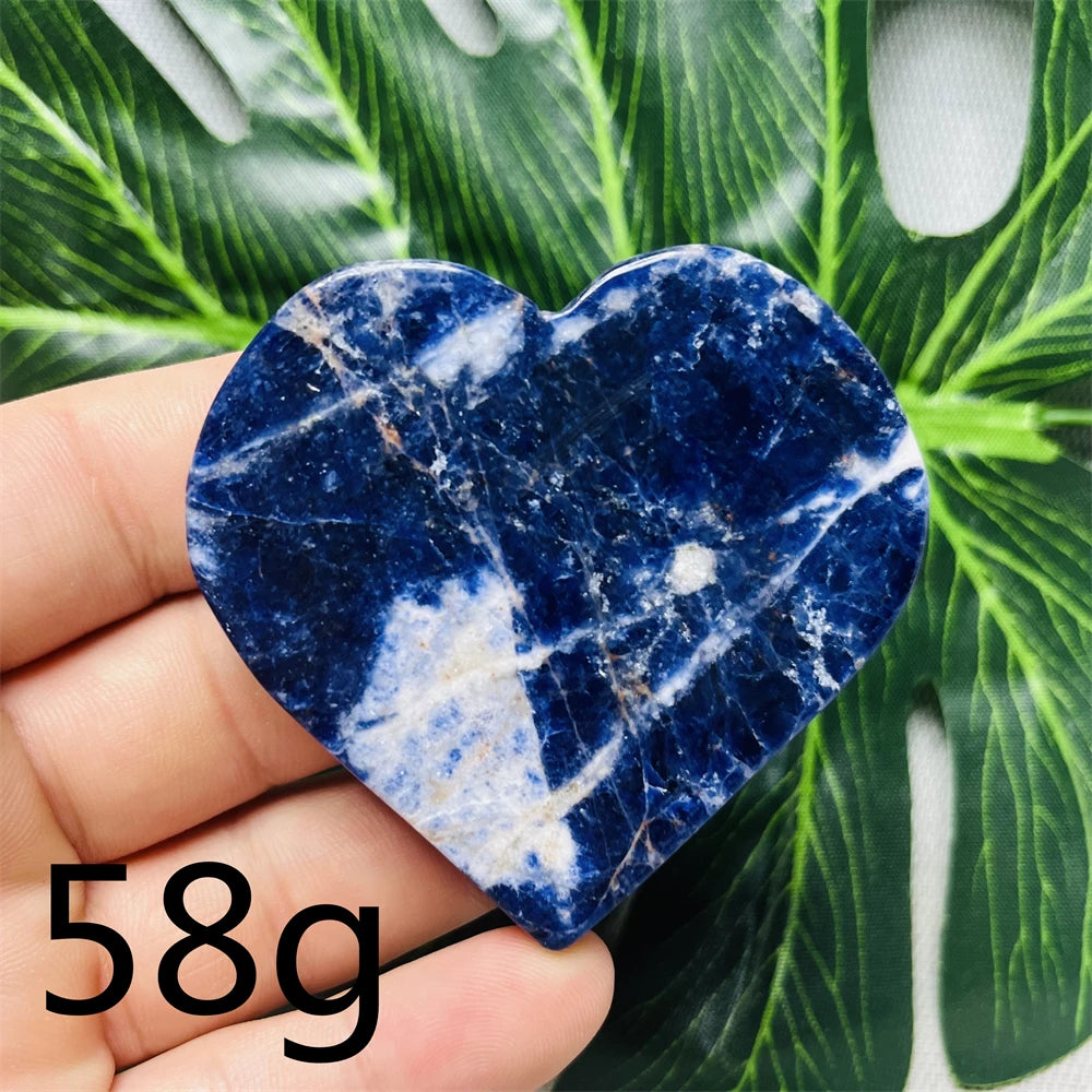 Natural gemstones Heart-shaped Decoration Blue Sodalite Mineral Collection Witchcraft Altar Crystal Stone Healing Spirit stone