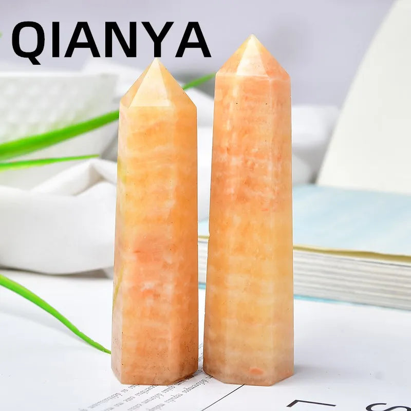 70-90mm Natural Calcite Hexagonal Energy Wand Crystal Point for Healing and Home Decor Gift