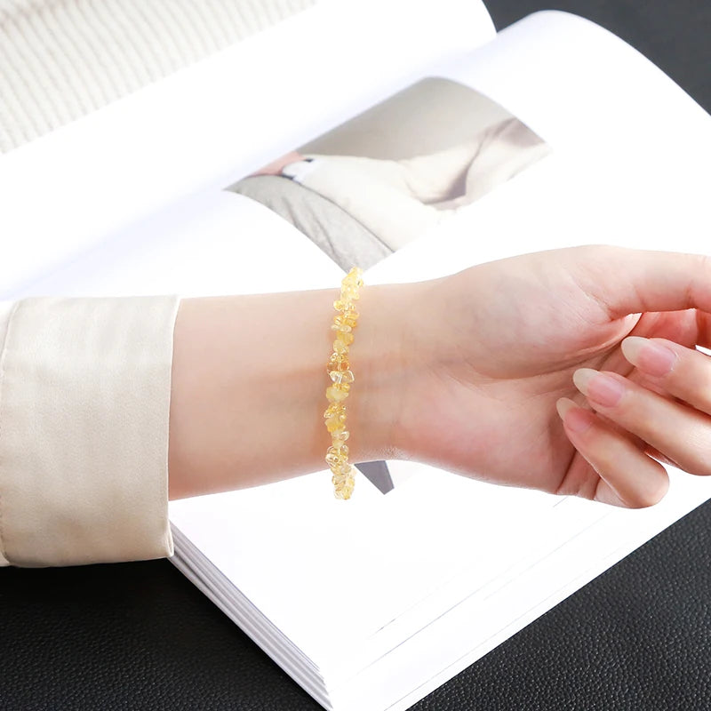 Natural Citrine Chip Chakra Bracelet for Women - Adjustable Reiki Healing Fashion Jewelry