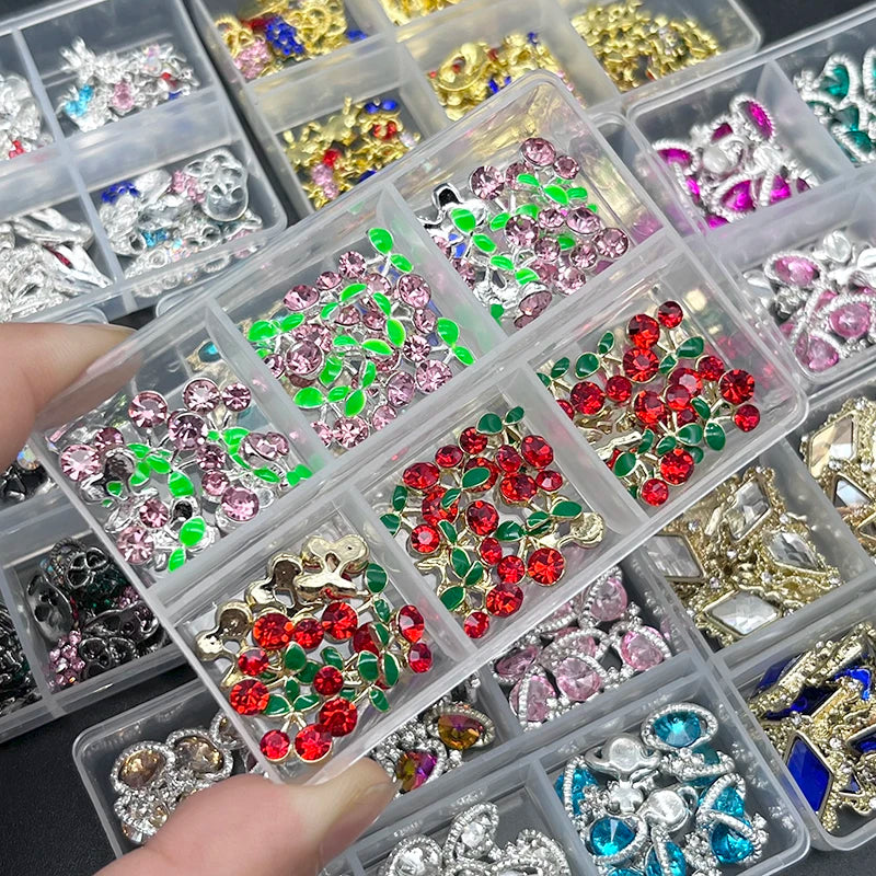 Luxury Saturn Planet Nail Charms with Crystal Rhinestones - 1 Box of Decorative Gem Stones for Nail Art