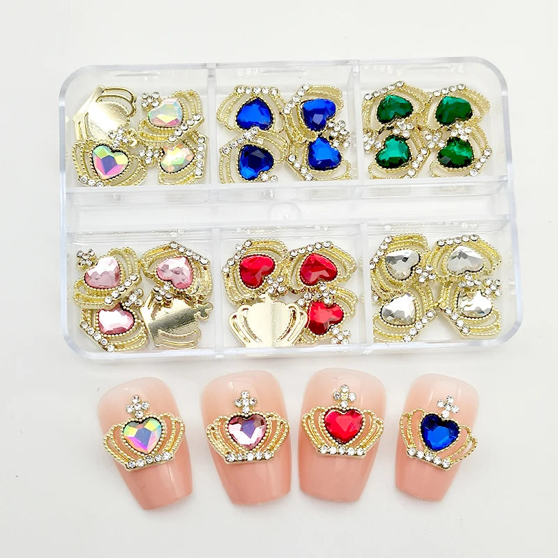 Luxury Saturn Planet Nail Charms with Crystal Rhinestones - 1 Box of Decorative Gem Stones for Nail Art