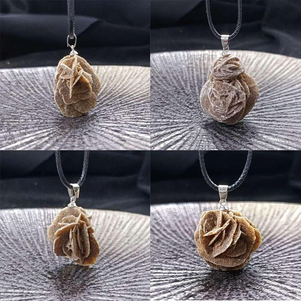 Handcrafted Moroccan Desert Rose Stone Pendant Necklace - Unique Irregular Gemstone Jewelry for Men and Women, Perfect DIY Gift