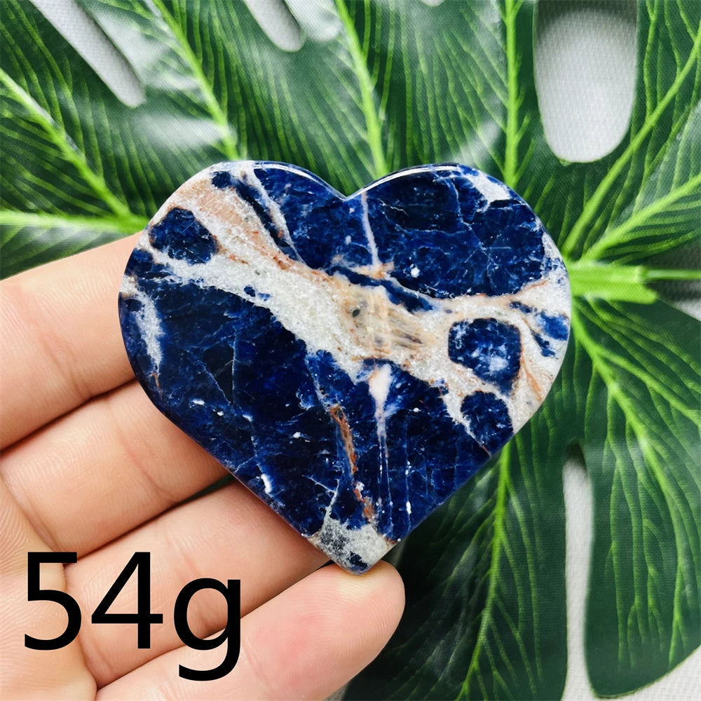 Natural gemstones Heart-shaped Decoration Blue Sodalite Mineral Collection Witchcraft Altar Crystal Stone Healing Spirit stone