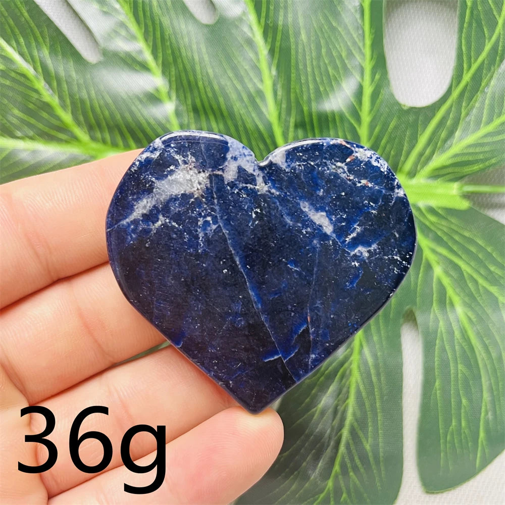 Natural gemstones Heart-shaped Decoration Blue Sodalite Mineral Collection Witchcraft Altar Crystal Stone Healing Spirit stone