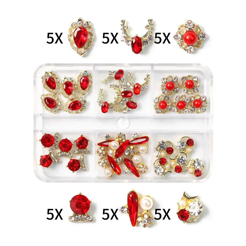 Luxury Saturn Planet Nail Charms with Crystal Rhinestones - 1 Box of Decorative Gem Stones for Nail Art