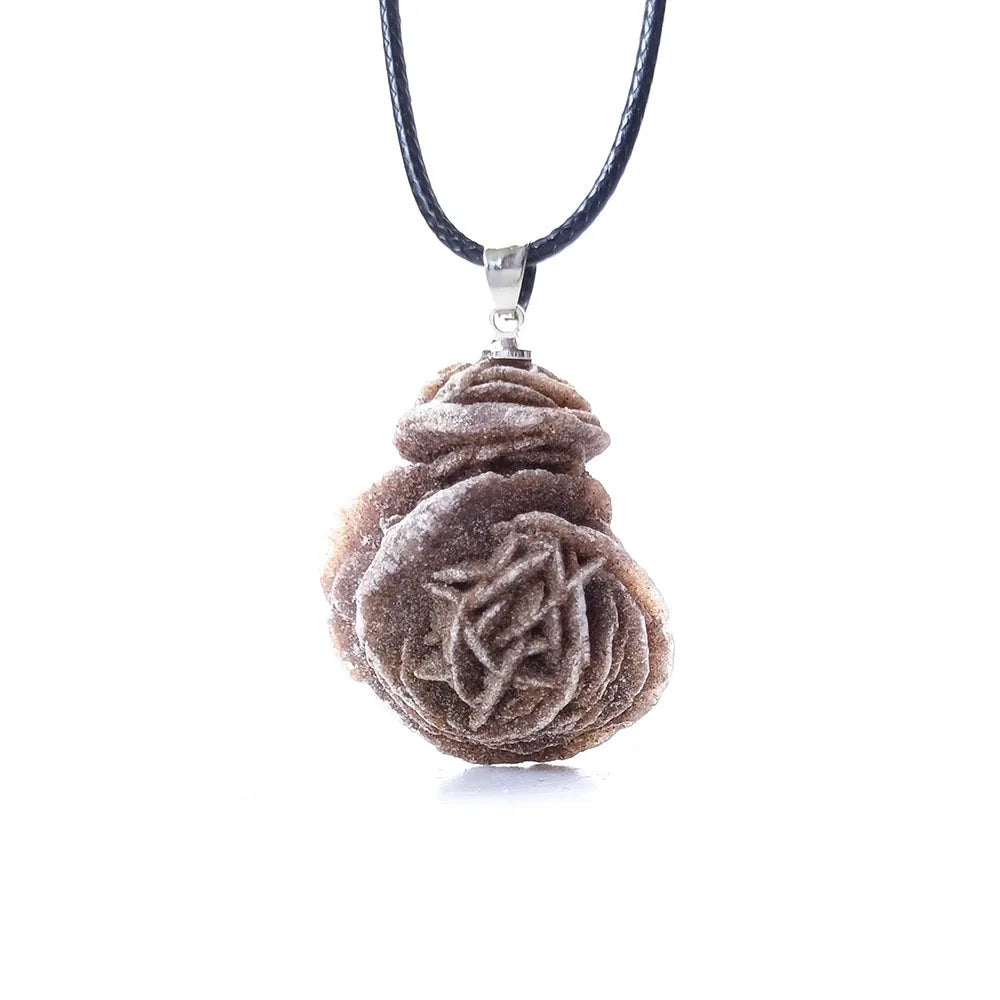 Handcrafted Moroccan Desert Rose Stone Pendant Necklace - Unique Irregular Gemstone Jewelry for Men and Women, Perfect DIY Gift