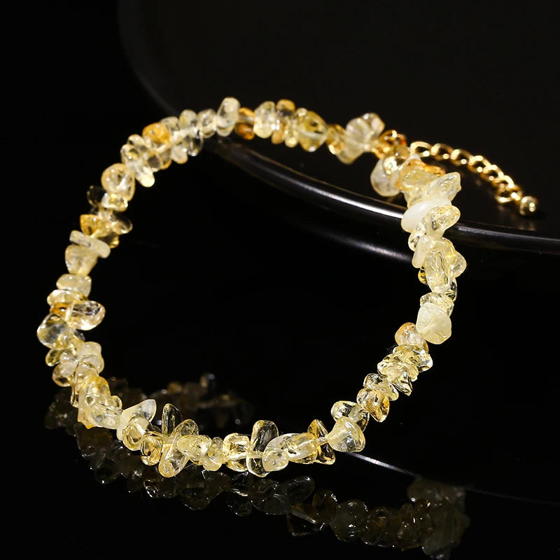 Natural Citrine Chip Chakra Bracelet for Women - Adjustable Reiki Healing Fashion Jewelry