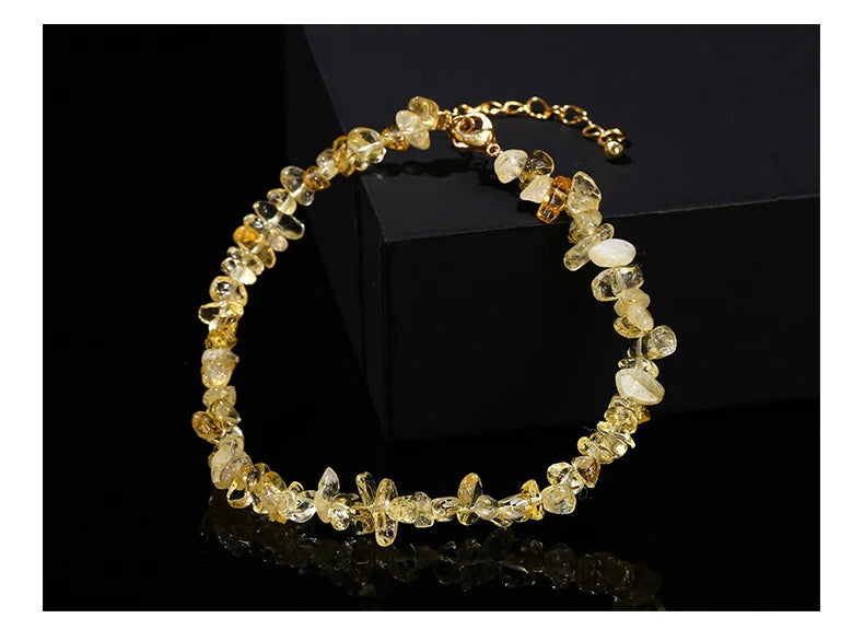 Natural Citrine Chip Chakra Bracelet for Women - Adjustable Reiki Healing Fashion Jewelry