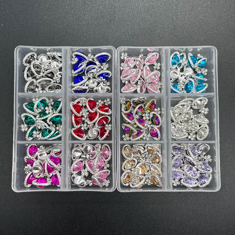 Luxury Saturn Planet Nail Charms with Crystal Rhinestones - 1 Box of Decorative Gem Stones for Nail Art