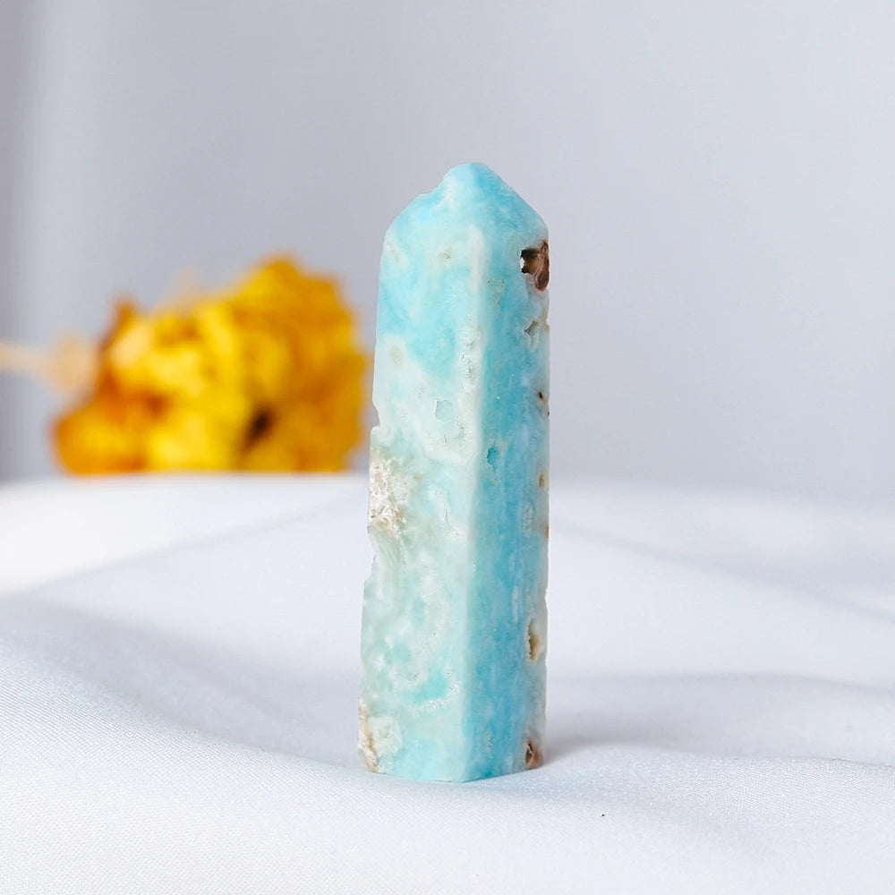 Healing Heteropolar Crystal Obelisk Tower - Natural Caribbean Calcite Gemstone for Home Decor