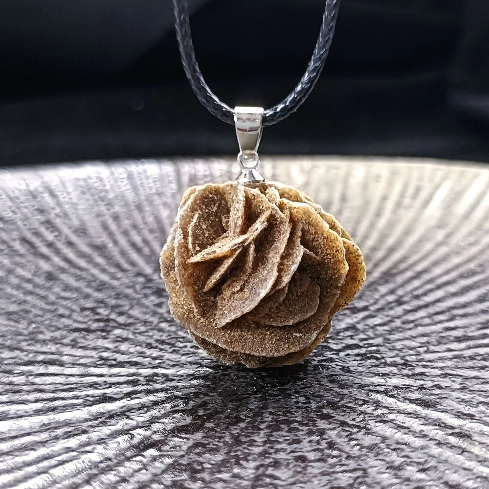 Handcrafted Moroccan Desert Rose Stone Pendant Necklace - Unique Irregular Gemstone Jewelry for Men and Women, Perfect DIY Gift