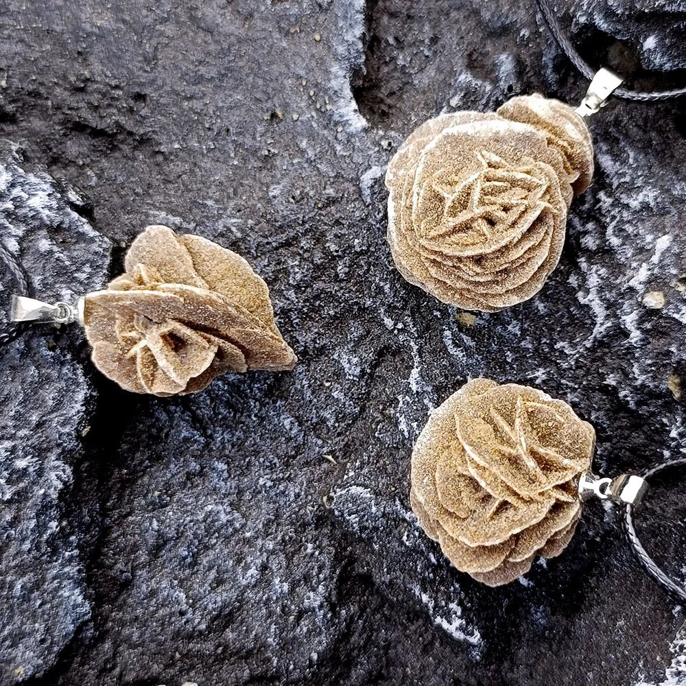 Handcrafted Moroccan Desert Rose Stone Pendant Necklace - Unique Irregular Gemstone Jewelry for Men and Women, Perfect DIY Gift