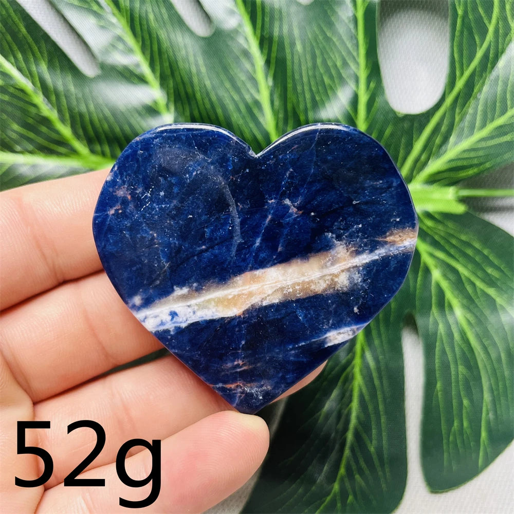 Natural gemstones Heart-shaped Decoration Blue Sodalite Mineral Collection Witchcraft Altar Crystal Stone Healing Spirit stone