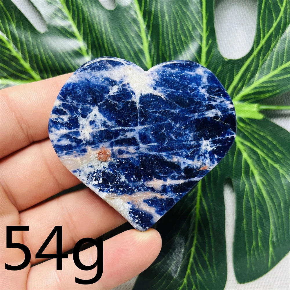 Natural gemstones Heart-shaped Decoration Blue Sodalite Mineral Collection Witchcraft Altar Crystal Stone Healing Spirit stone