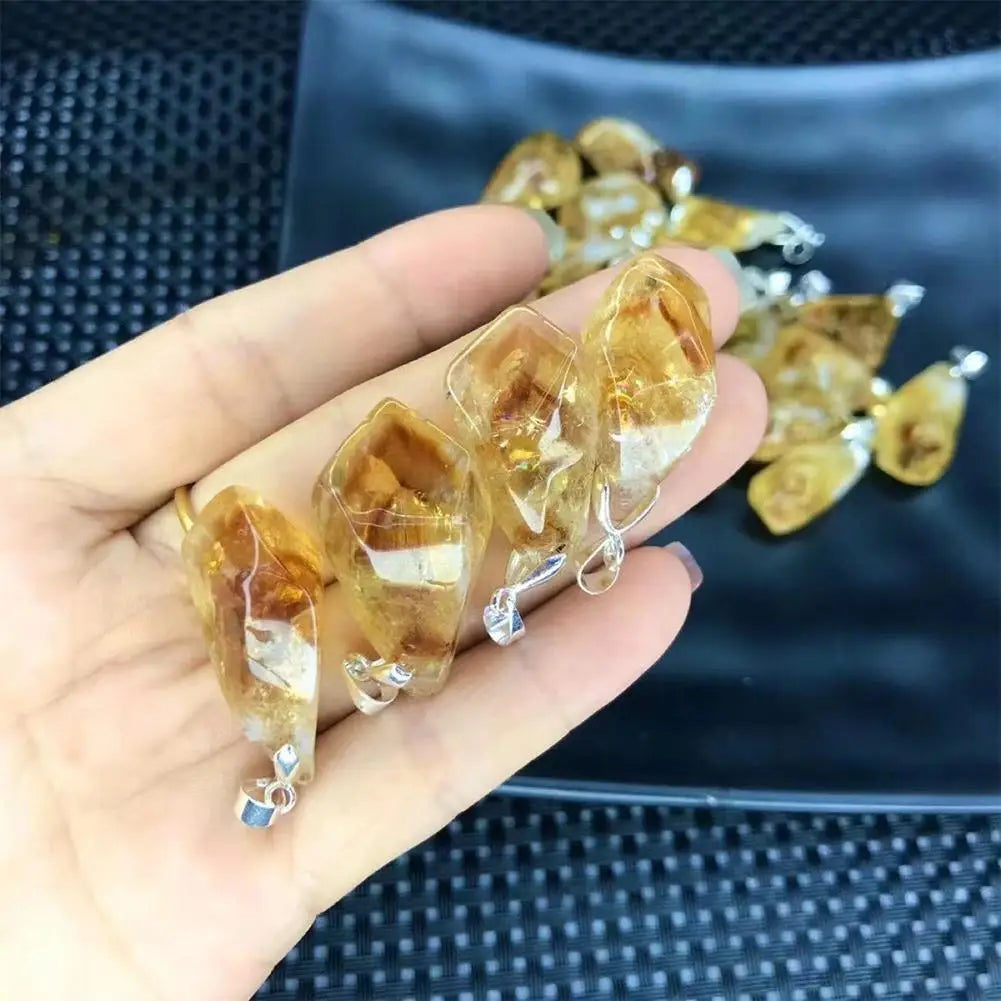 Exquisite Natural Citrine Healing Crystal Pendant for DIY Jewelry Crafting