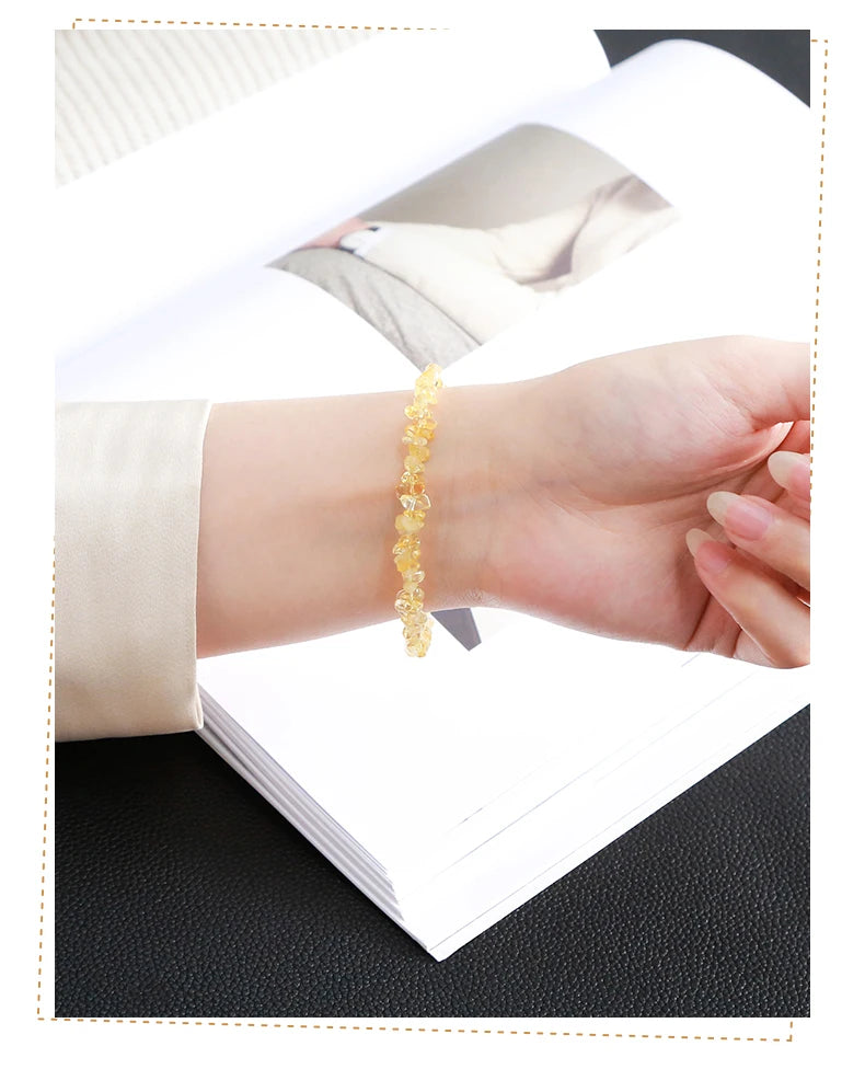 Natural Citrine Chip Chakra Bracelet for Women - Adjustable Reiki Healing Fashion Jewelry