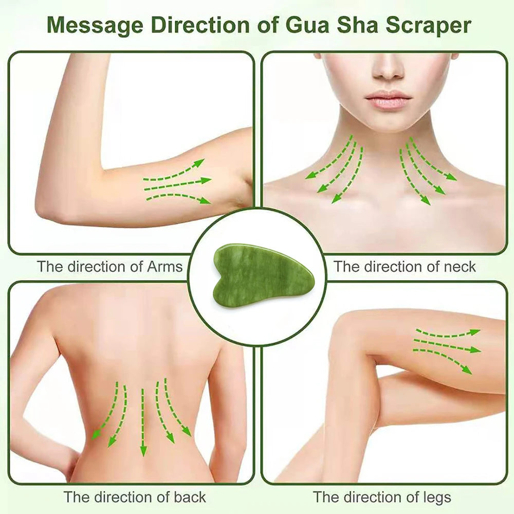 Natural Jade Gua Sha Massage Board - Multifunctional Skincare Tool for Face, Neck, and Body