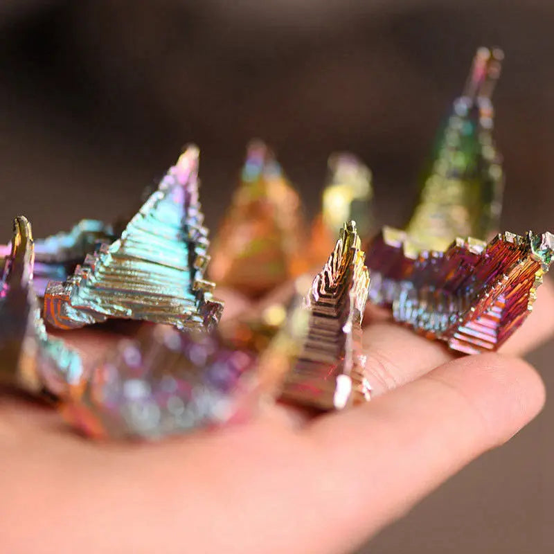 Natural Bismuth Tower Metal Mineral Crystal Tower Point Pyramid Stones Gemstone Reiki Healing  Meditation Collection Home Decor