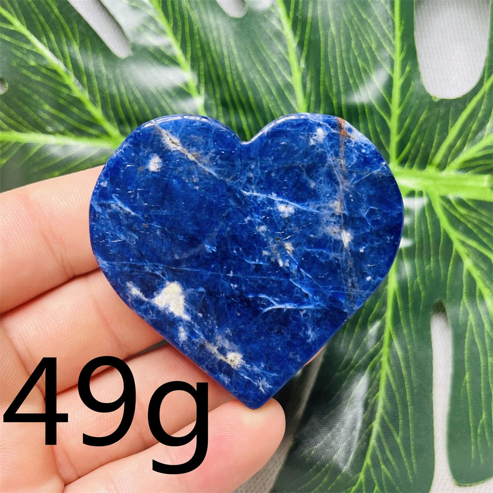 Natural gemstones Heart-shaped Decoration Blue Sodalite Mineral Collection Witchcraft Altar Crystal Stone Healing Spirit stone